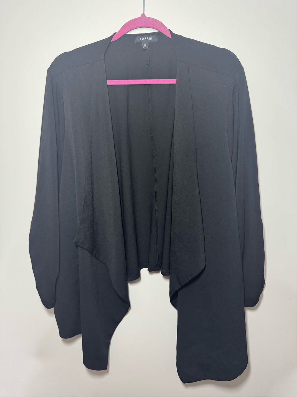 EUC Torrid Drape Front Lightweight Black Jacket Size 5 26/28 5X